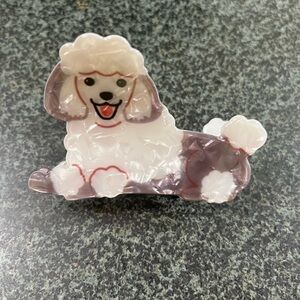 🐩 NWT Adorable Poodle Dog Hair Claw Clip – Pink and Gray